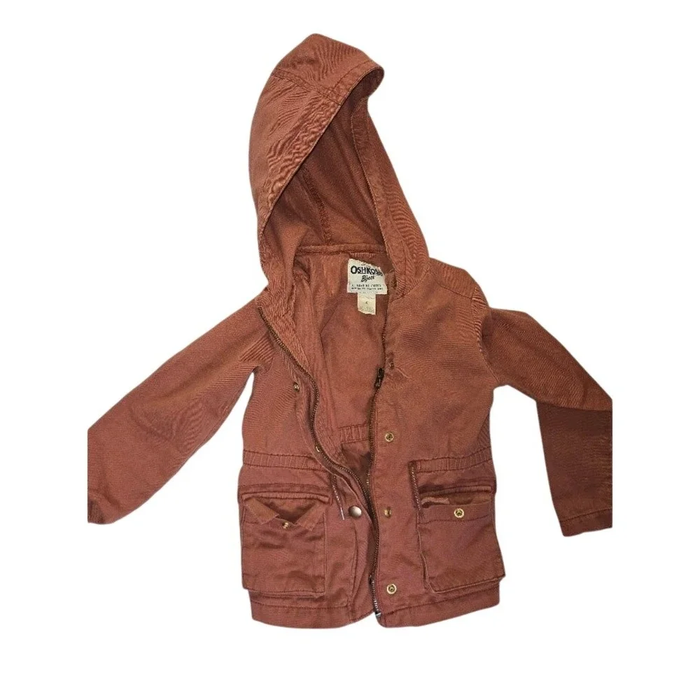 OshKosh Bgosh Kids Terracotta Canvas Hooded Utility Field Jacket Parka‎ Size 5